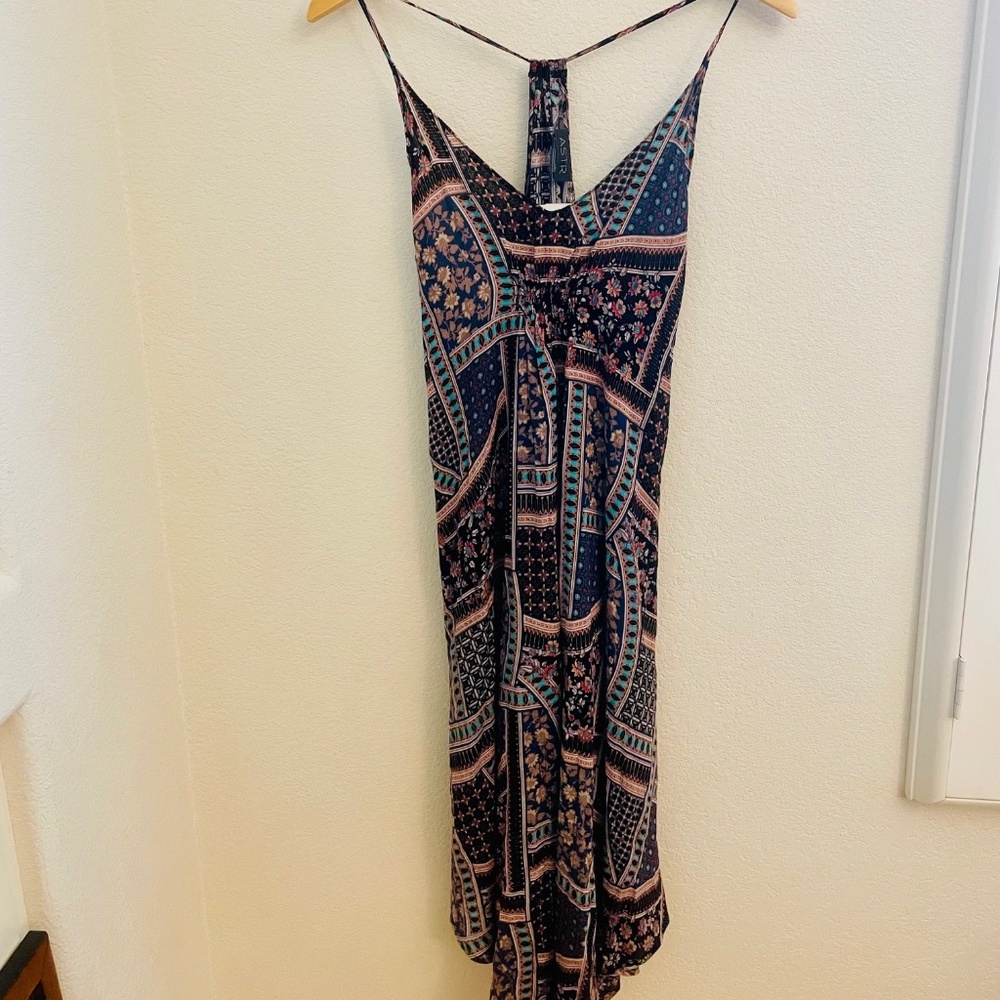 NWT ASTR Spaghetti Strap, Bohemian Midi Dress with Asymmetric Hem